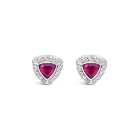18CT WHITE GOLD RUBY AND DIAMOND 'GRACE' STUD EARRINGS