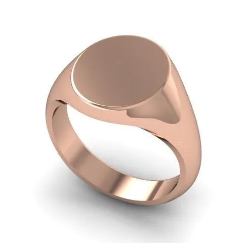 2 Initials Engraved 11mm  Round -  9 Carat Rose Gold Signet Ring