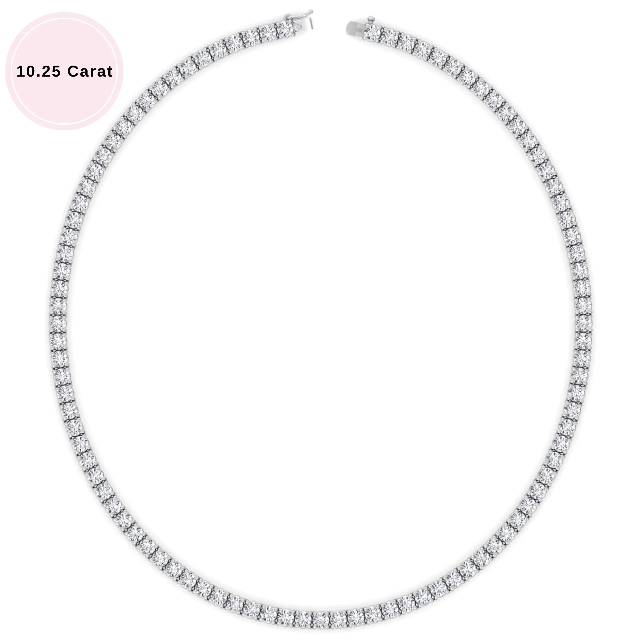 4-Prong Natural Diamond Tennis Necklace - Platinum