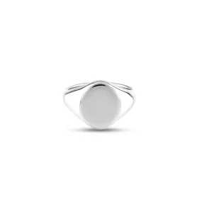9ct White Gold 14 x 12mm Oval Signet Ring