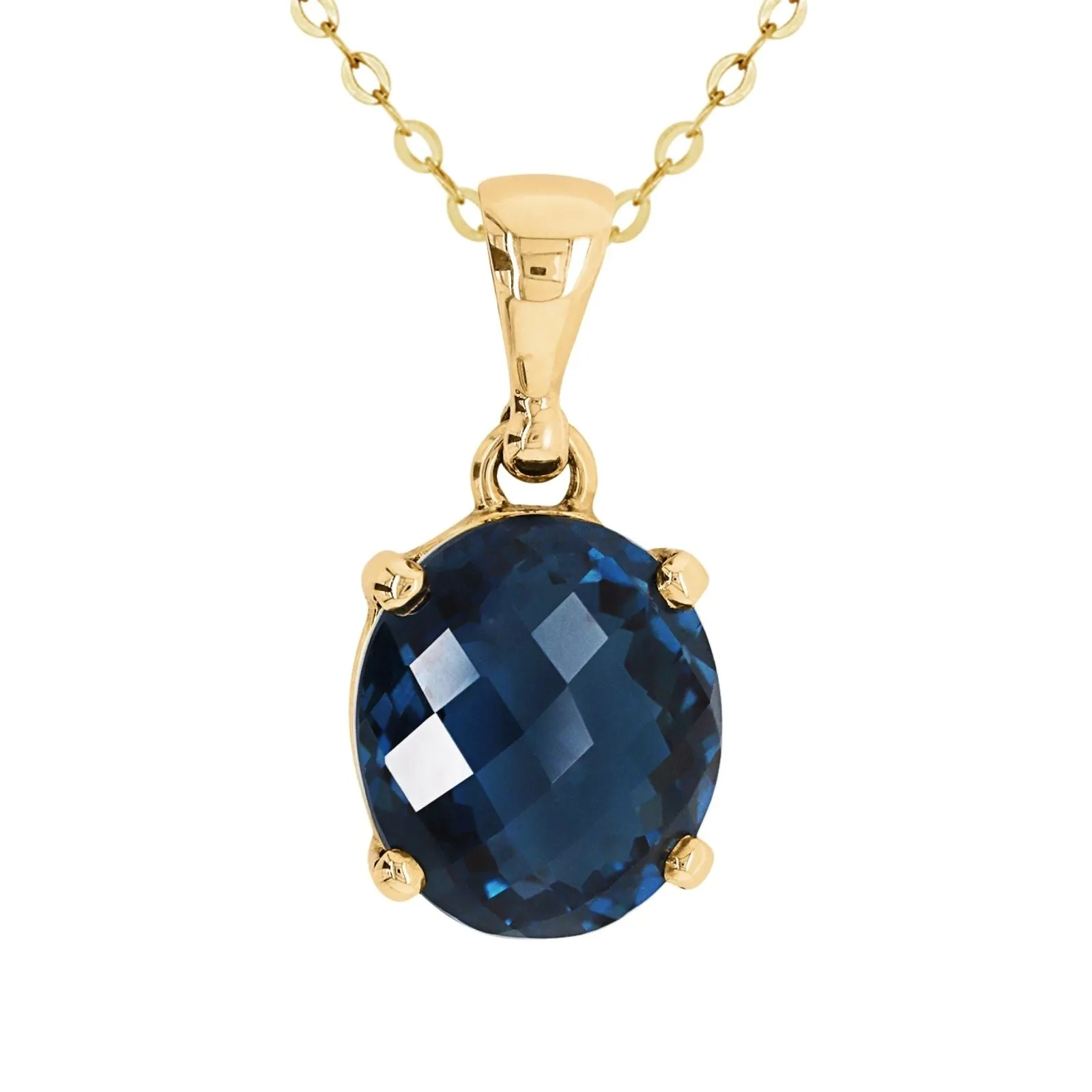 9ct Yellow Gold London Blue Topaz Pendant