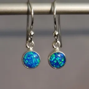 Blue Opal Round 6mm 925 Silver Earrings, E56BOP