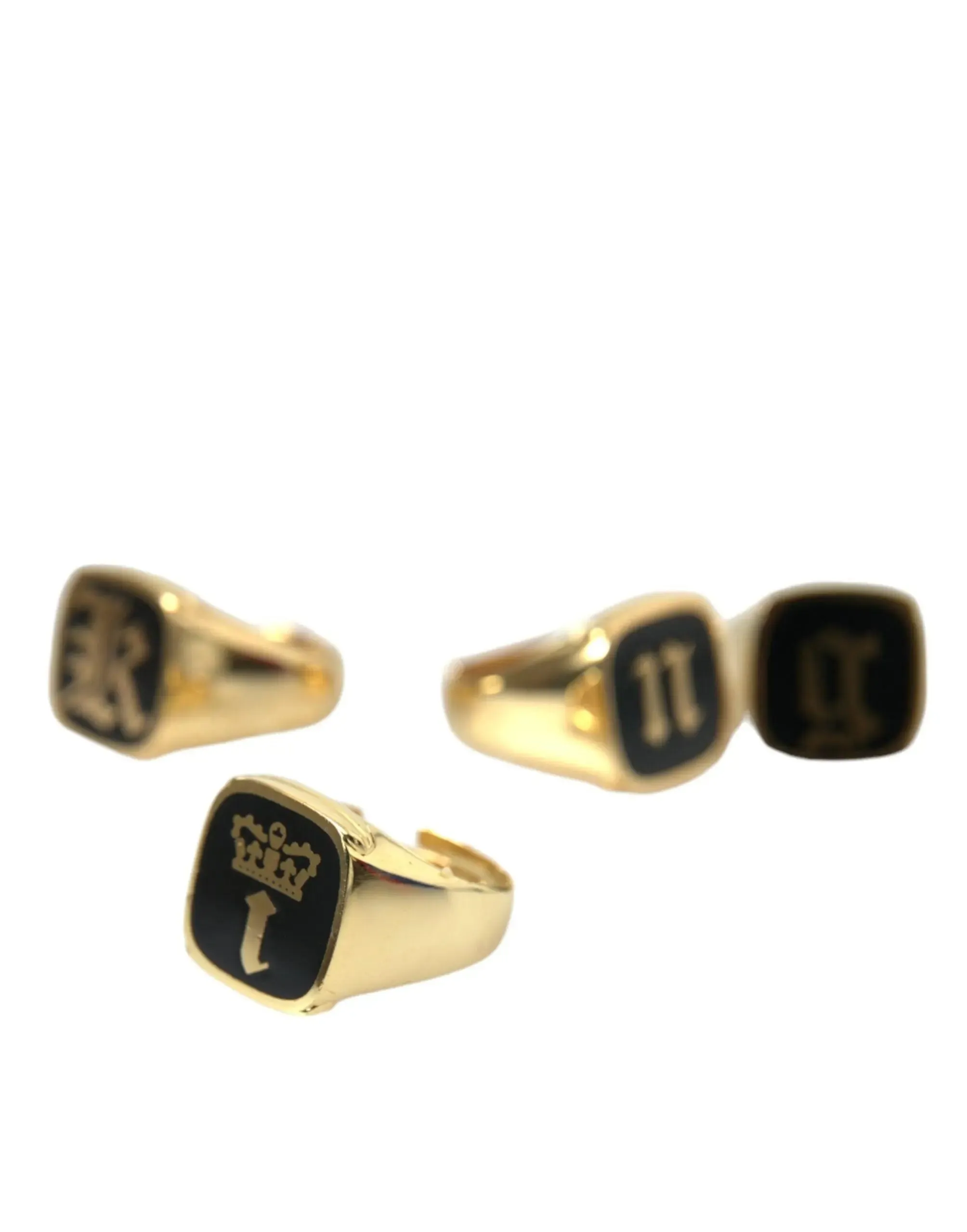 Dolce & Gabbana Gold Brass Enamel Set of 4 Rings