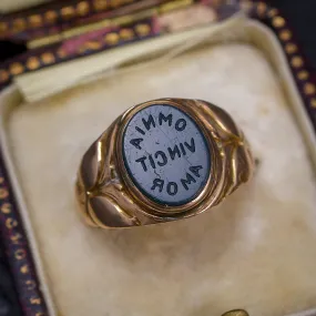 Edwardian "Love Conquers All" Intaglio Signet Ring