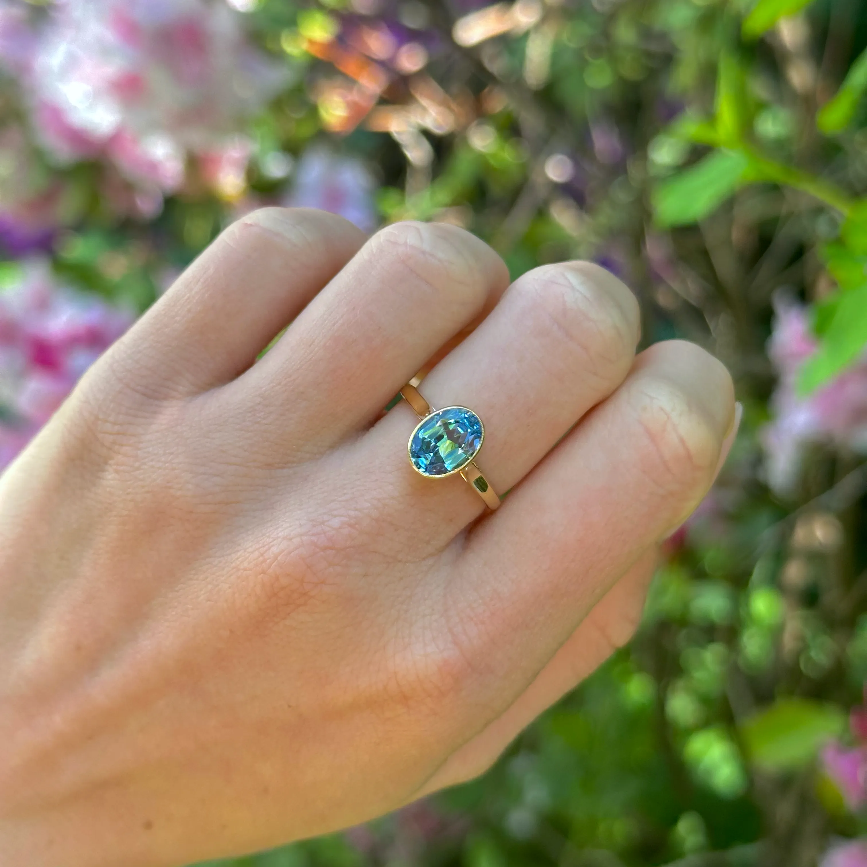 French, Art Deco fine aquamarine single-stone ring
