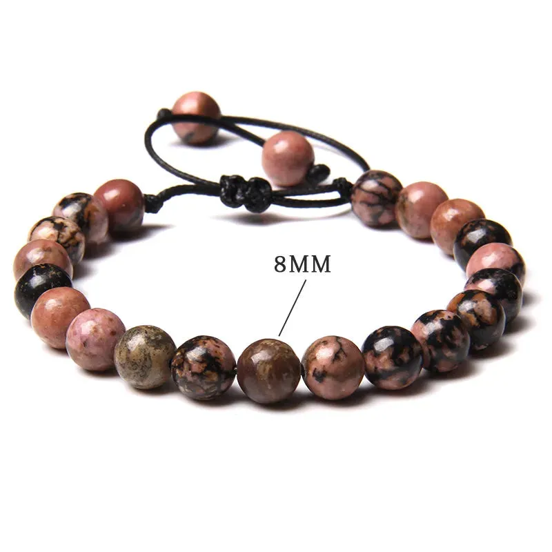 Garnets Stone Beads Bracelets Fashion Adjustable Braided Rope Bracelets Bangles Men Women Yoga Healing Balance Bracelets Jewelry