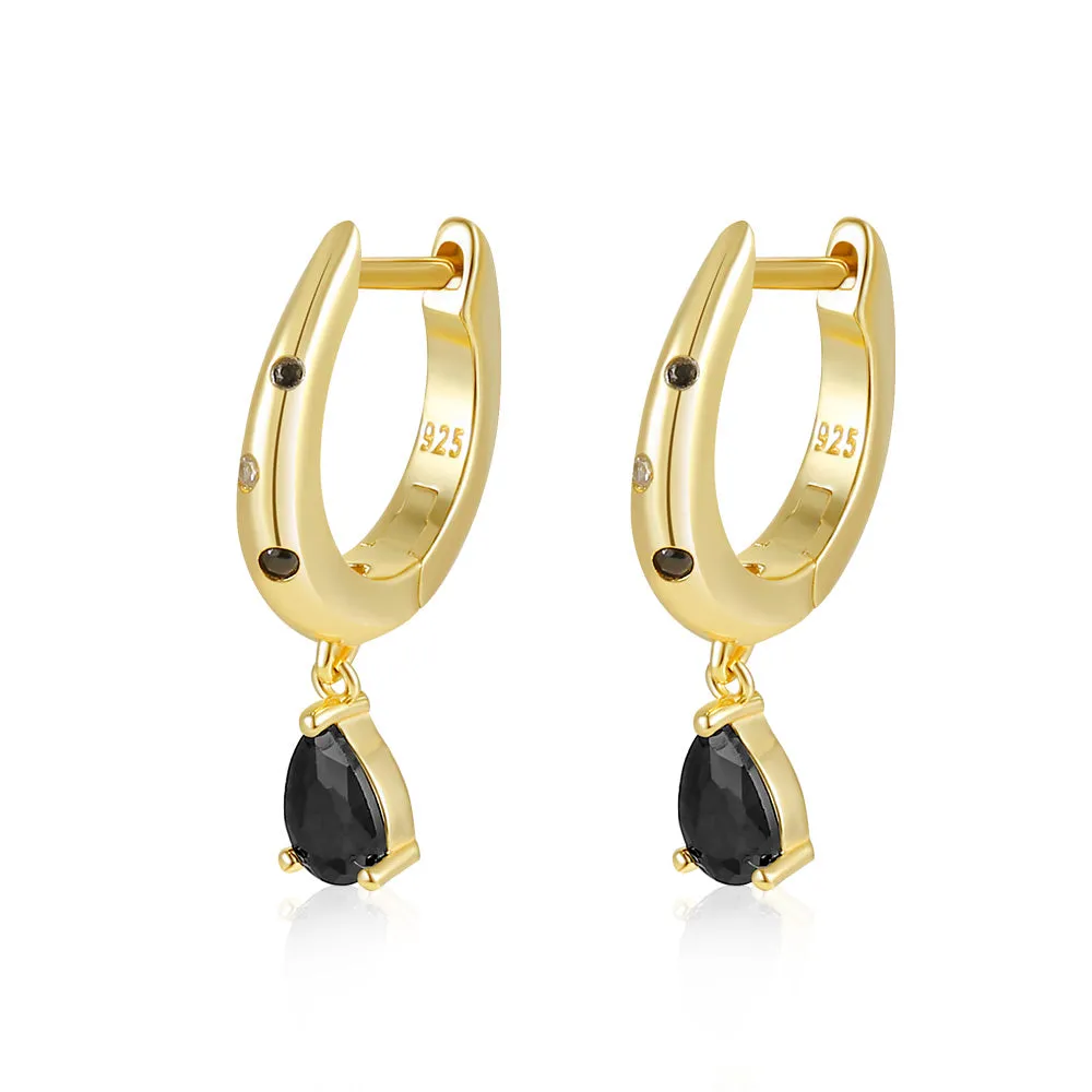 Gemstone Charm Huggie earrings