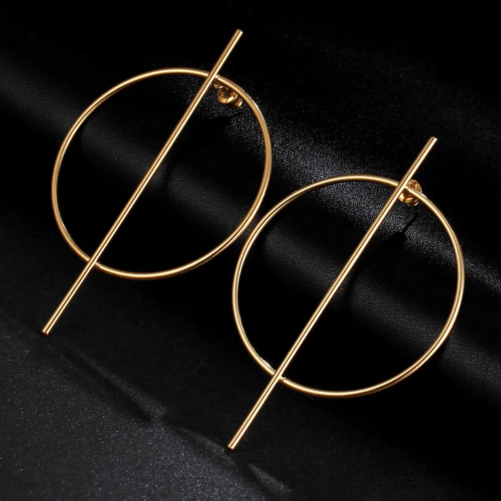 Gold Color Round Hoop Earrings