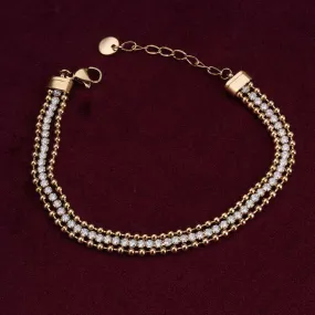 Golden Strands Stone Chain Bracelet