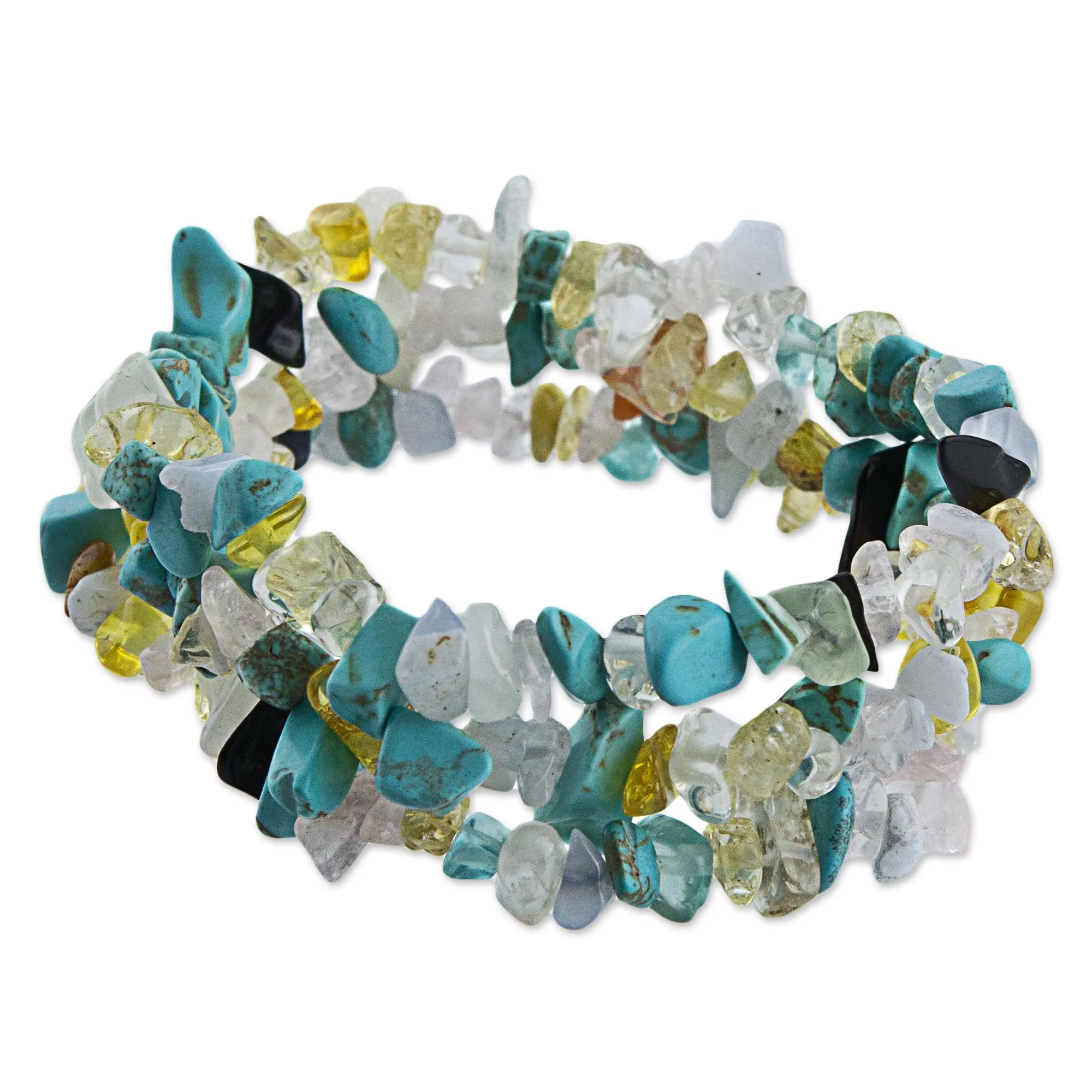 Ocean Trio Multigem Beaded Bracelets (Set of 3) Citrine from Brazil