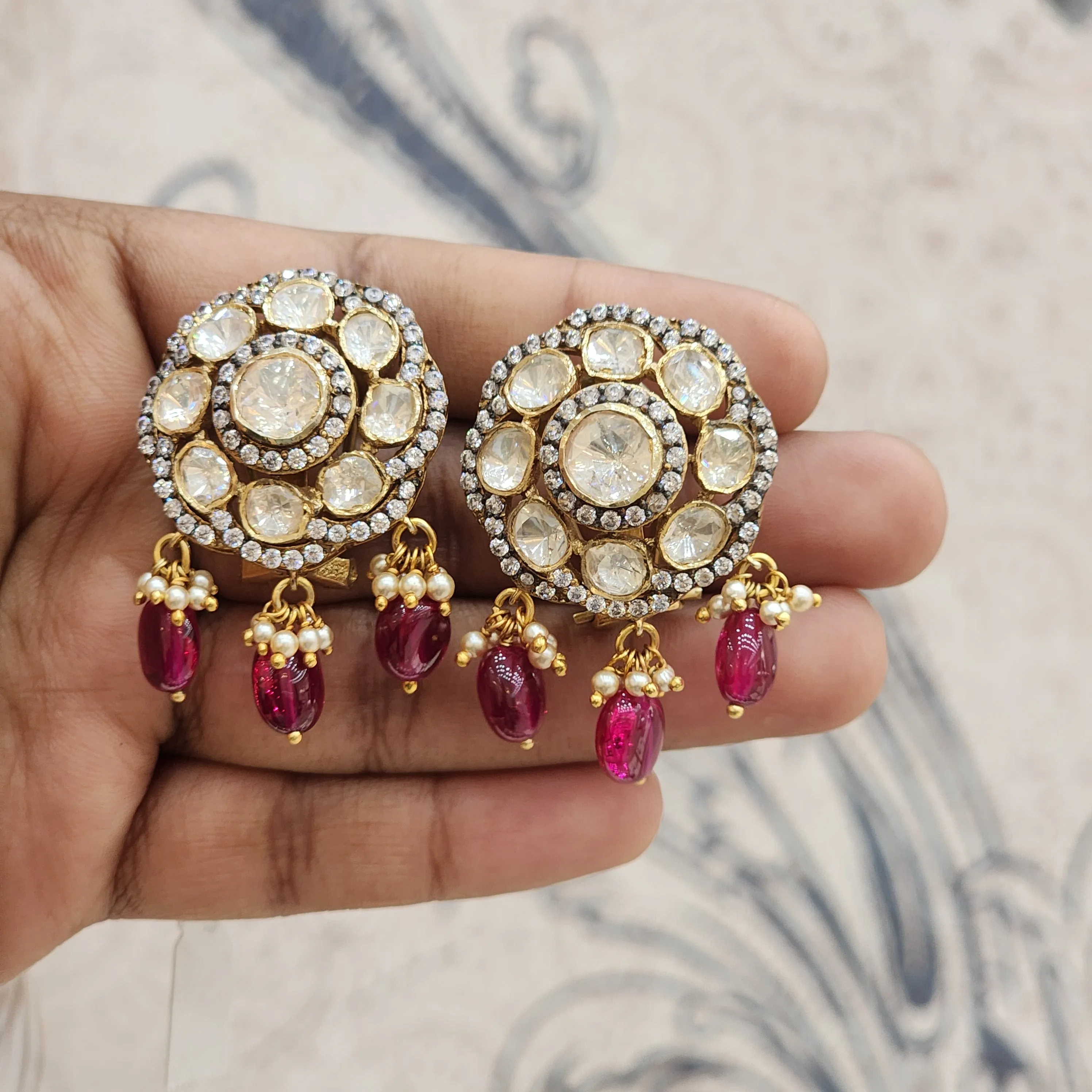 Ruby Drops Stud Earrings