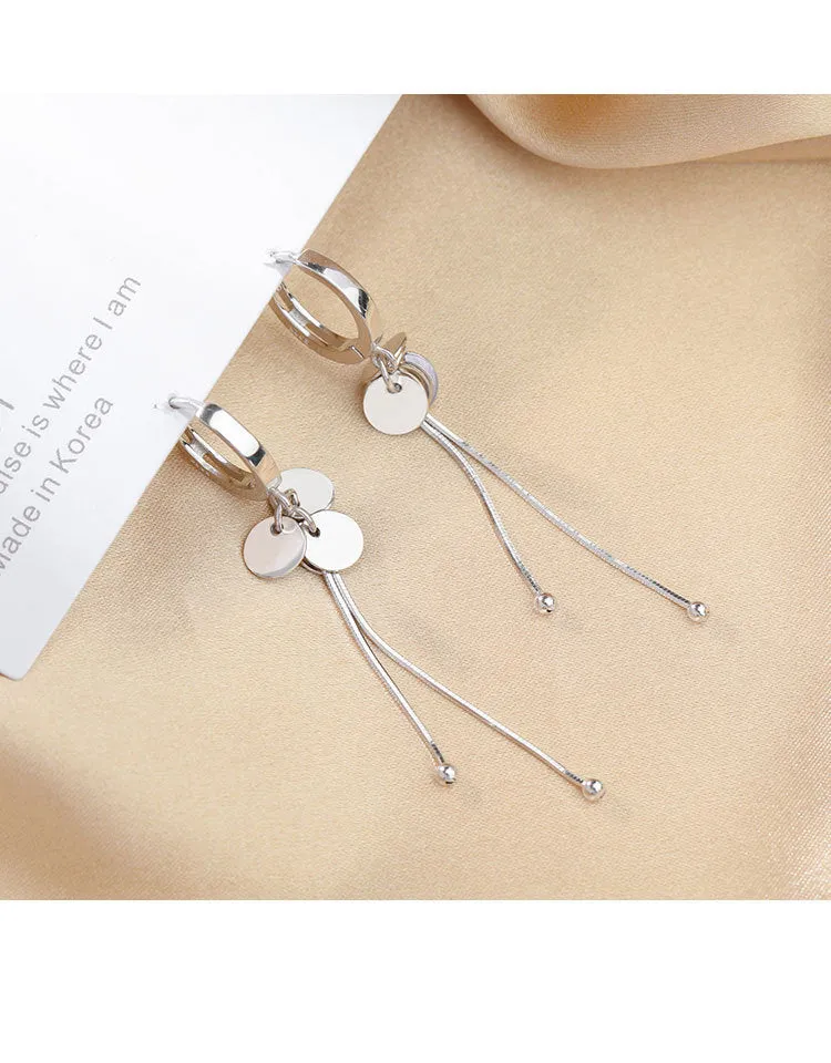 S925 Silver Circle Drop Earrings