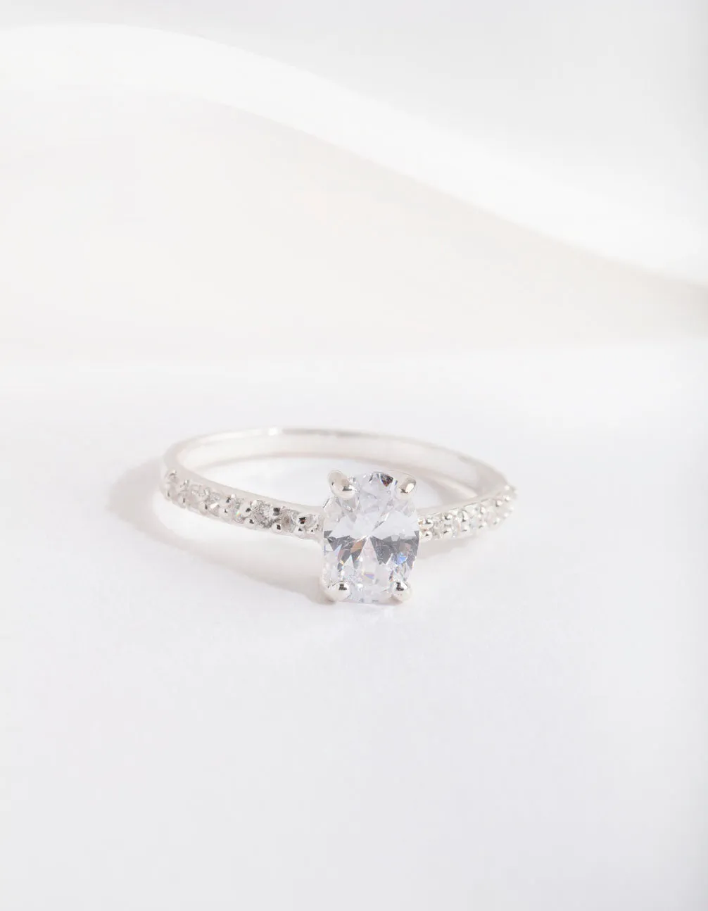 Silver Cubic Zirconia Oval Stone Ring