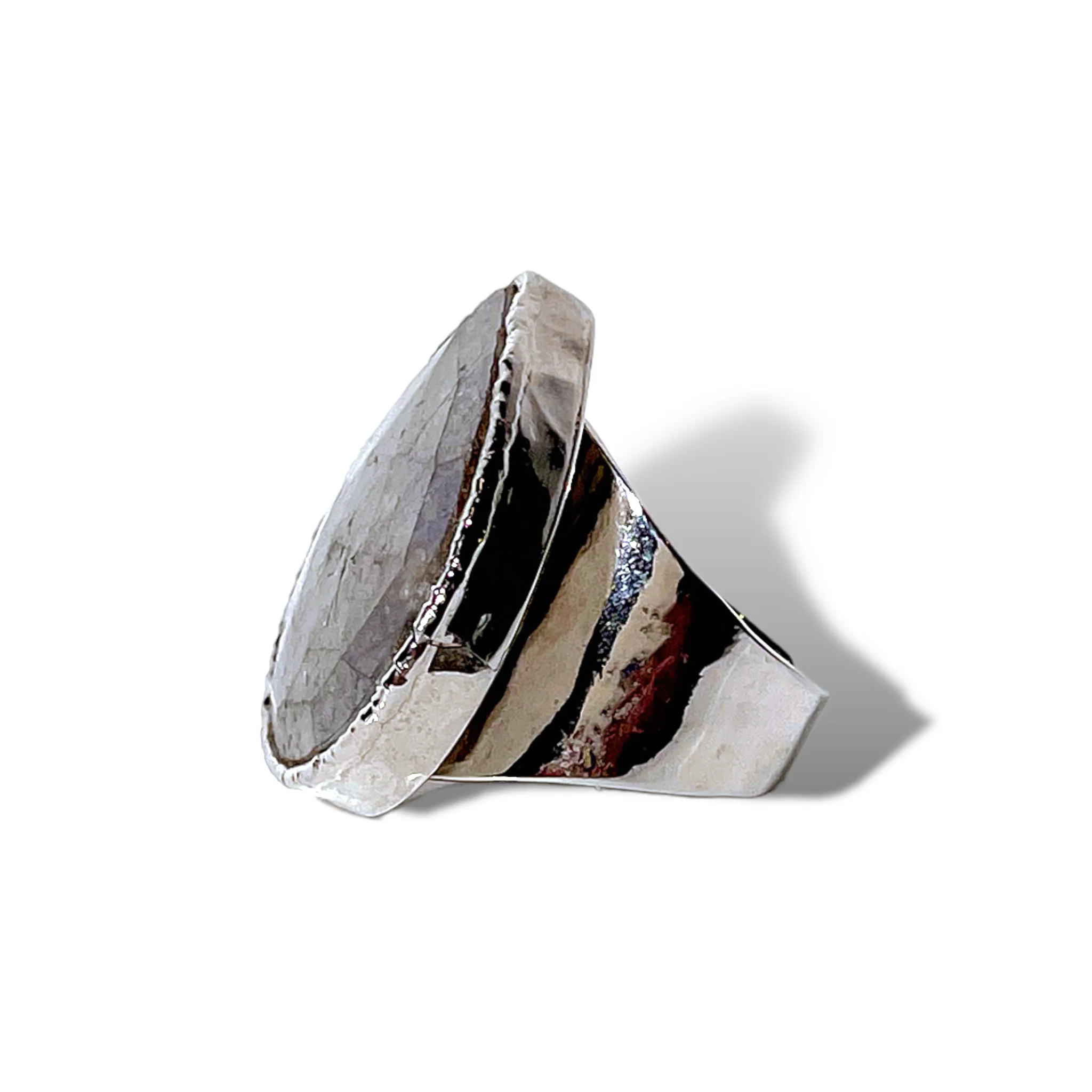 Silver Faceted Labradorite Teardrop Ring