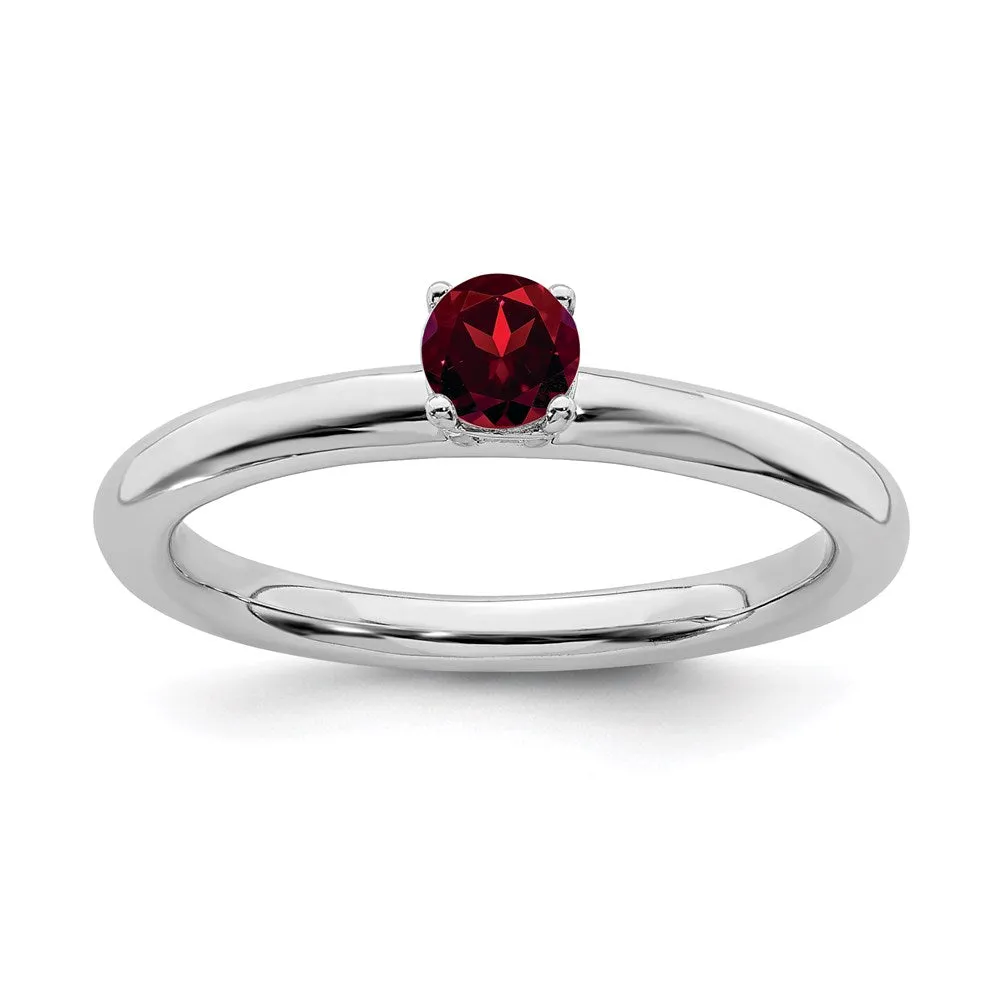 Sterling Silver Expressions Rhodium Garnet Ring | QSK1899