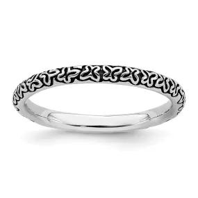Sterling Silver Stackable Expressions Antiqued Ring | QSK1651