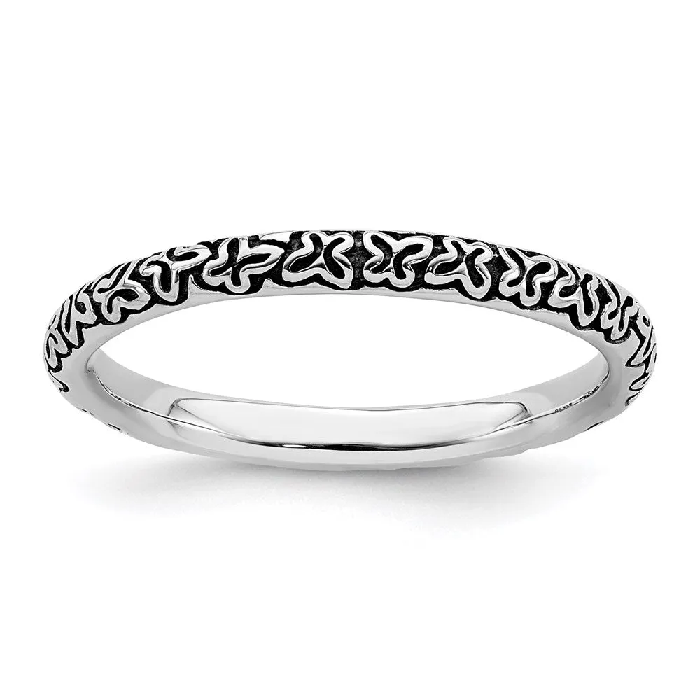Sterling Silver Stackable Expressions Antiqued Ring | QSK1651