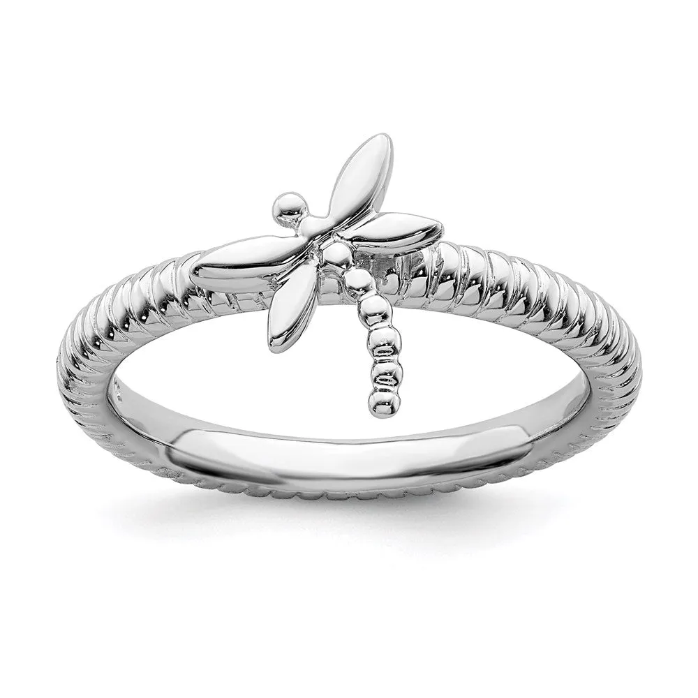 Sterling Silver Stackable Expressions Dragonfly Ring | QSK731