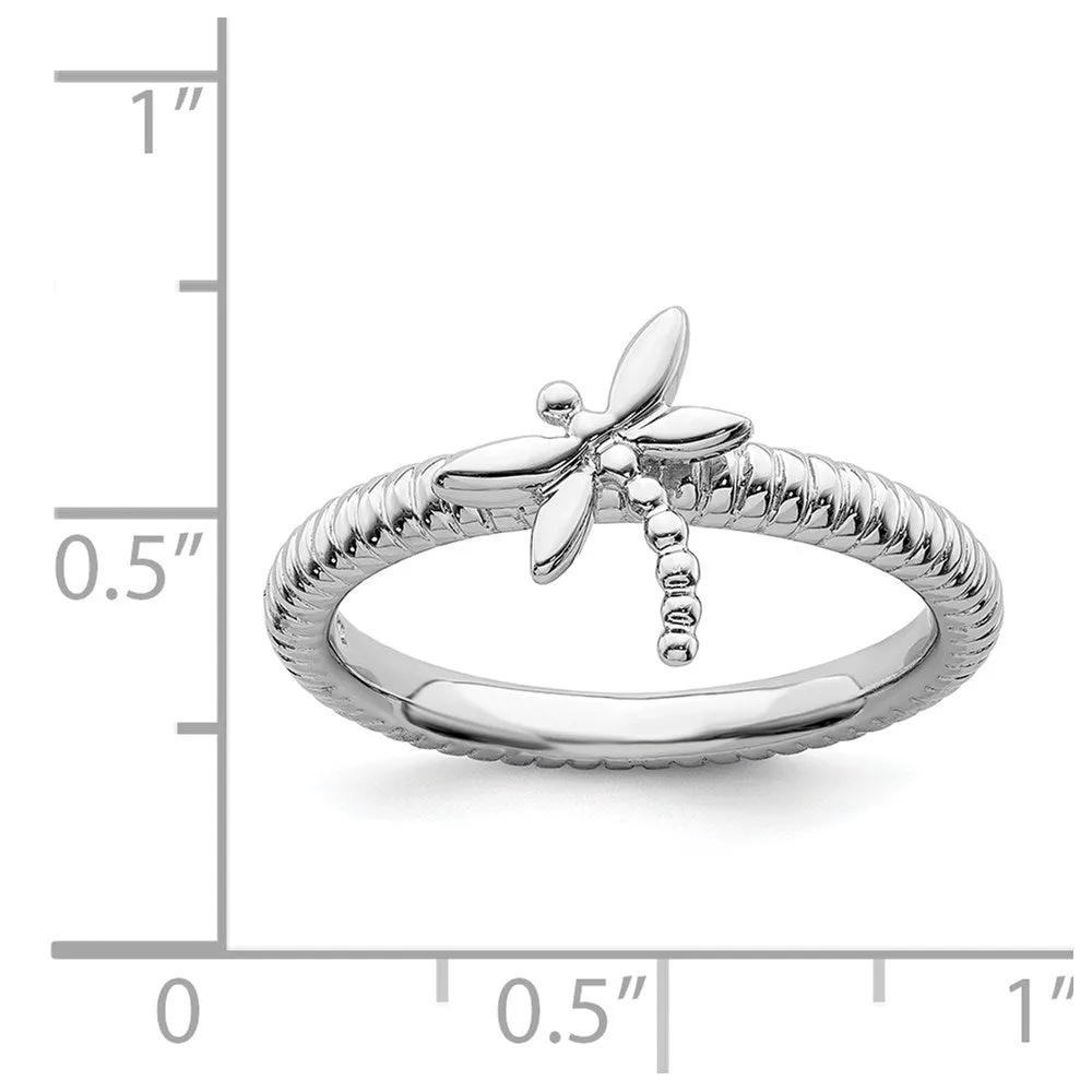 Sterling Silver Stackable Expressions Dragonfly Ring | QSK731