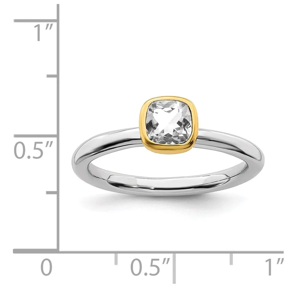 Sterling Silver Stackable Expressions w/Gold-plated White Topaz Ring | QSK1890