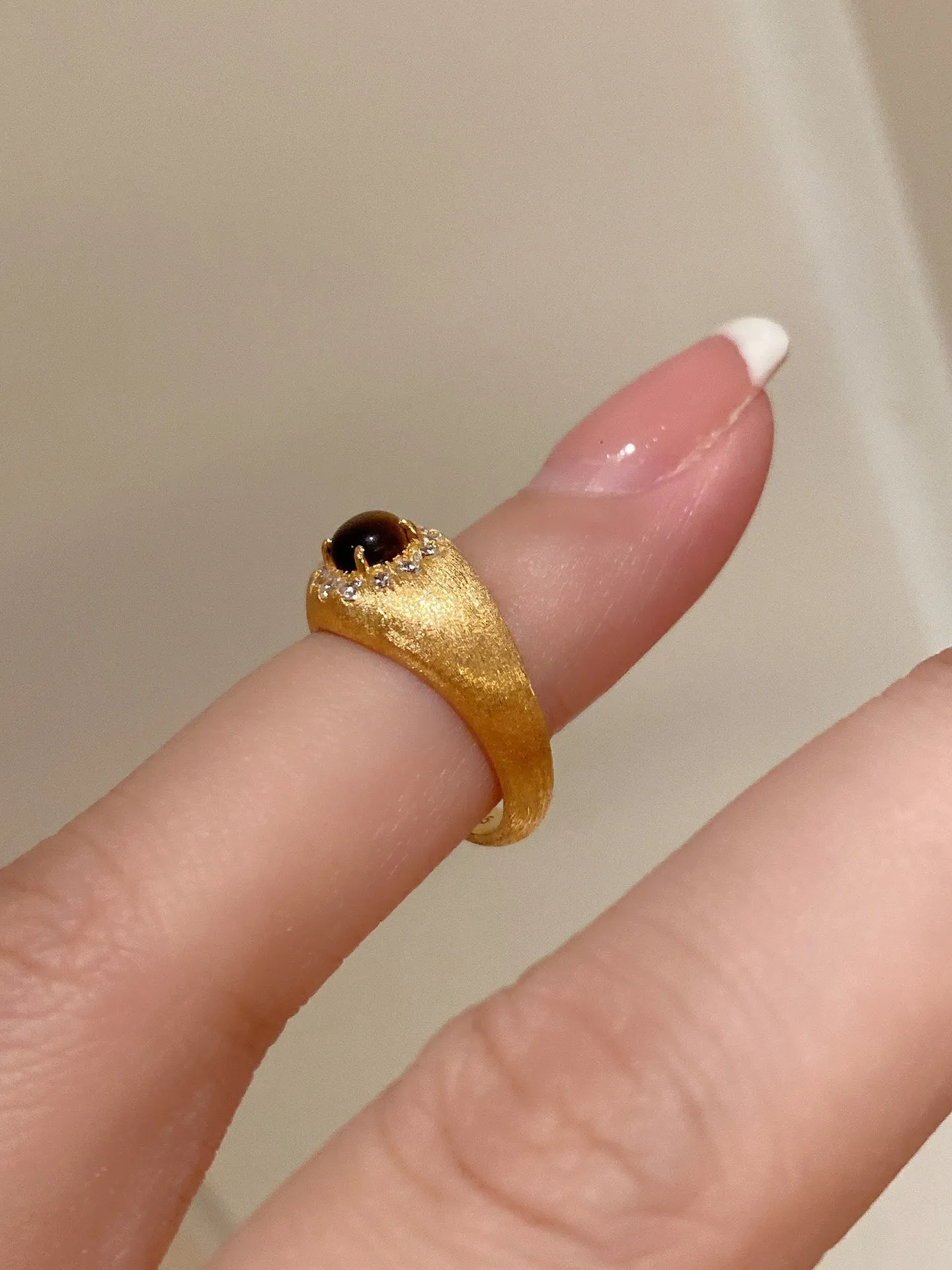 Vintage Brushed Tiger's Eye Midi Ring